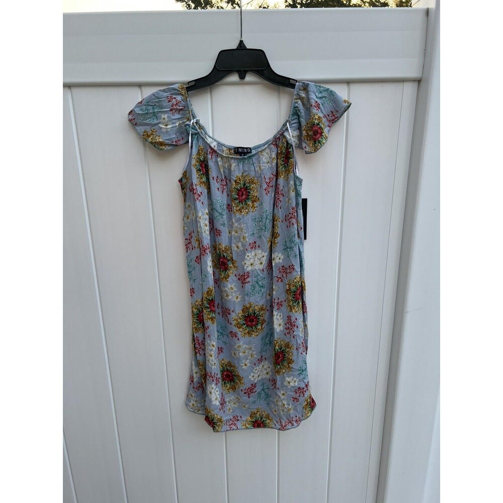 Timing Womens Medium Summer Dress Off Shoulder Floral Multicolor NWT